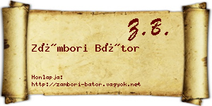 Zámbori Bátor névjegykártya
